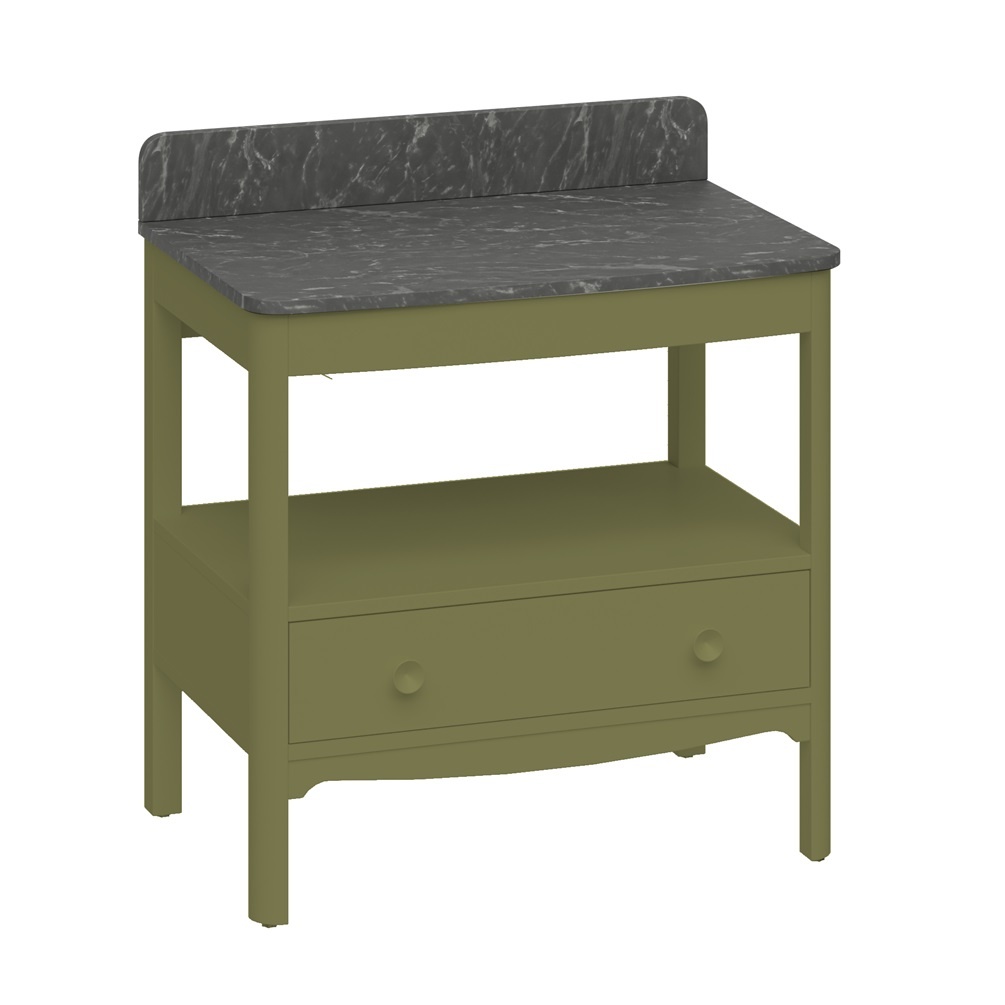 Product cut out Image of Burlington Guild 850 Carlyle Green Furniture Unit and Marquina Worktop GU8500DCG_FS GU850TMQ